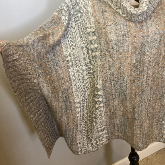 Splendid Snowfall Turtleneck Poncho in Warm Sand Multi - Picture 12 of 12
